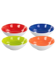 Hometrends Crenshaw 4 Piece 7.25 Inch Round Ceramic Bowl Set in Assorted Colors